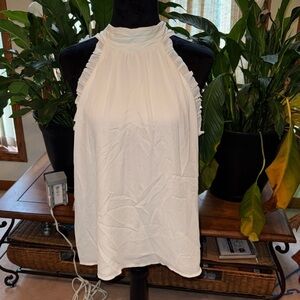 1. State White Pleated Relaxed Blouse
